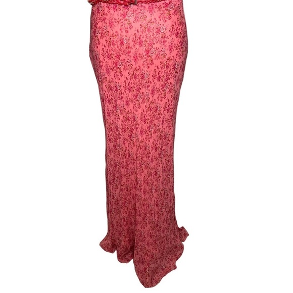 David Warren NY Ditsy Floral Ruffles Long Maxi Dress Ruffles Size 12 Dusty Rose - Picture 12 of 16